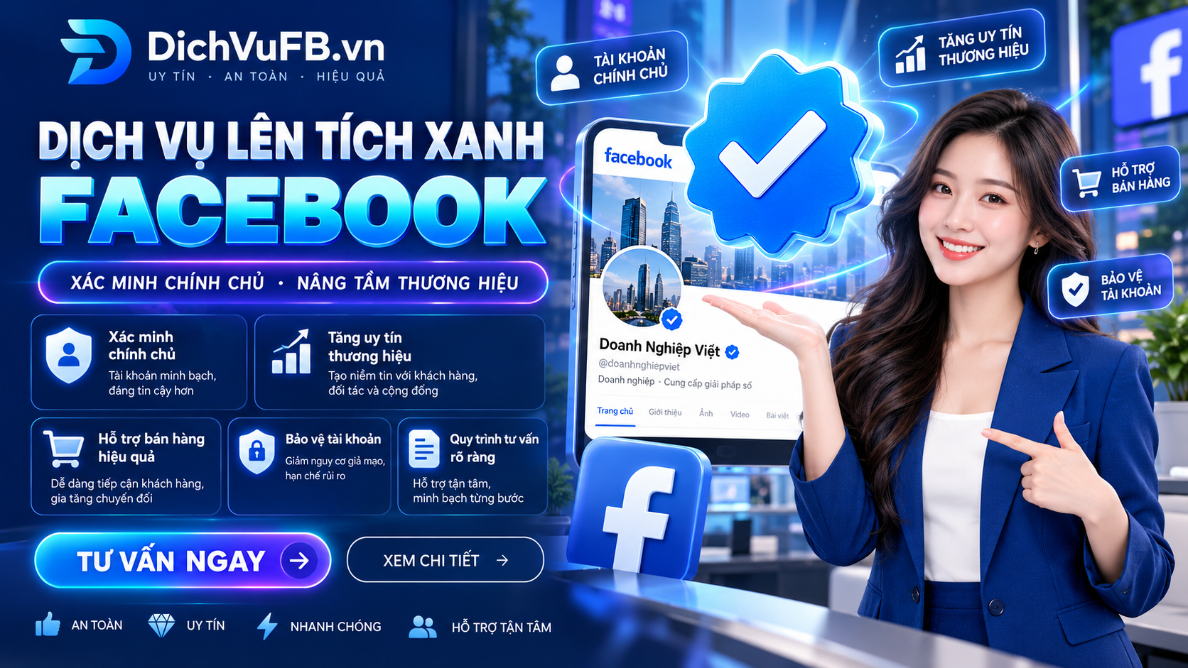 Dịch Vụ Hỗ Trợ Lên Tích Xanh Facebook